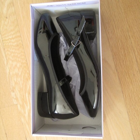 madden girl Tutu Mary Jane Shoes Size 8 Black Glossy Low Block Heel Round Toe - Picture 7 of 9